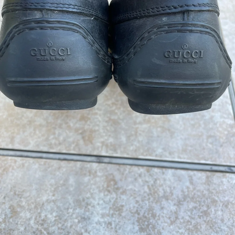 Gucci Black Leather Italian Loafers